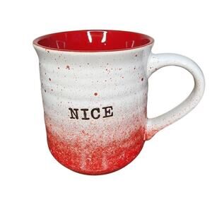 Peppermint & Pine Coffee Mugs, "Nice" Speckled Cabin Style Ceramic Drinking Cup
